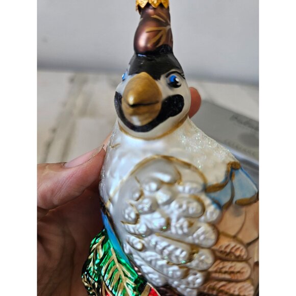 Polonaise Partridge pear tree Glass ornament poinsettia Kurt Adler bird Xmas tre - Picture 2 of 10